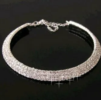 Super lindo colar de diamantes Colar Festa de Casamento colar clavícula Cristal Diamante Strass Colar Gargantilha Jóias de Casamento