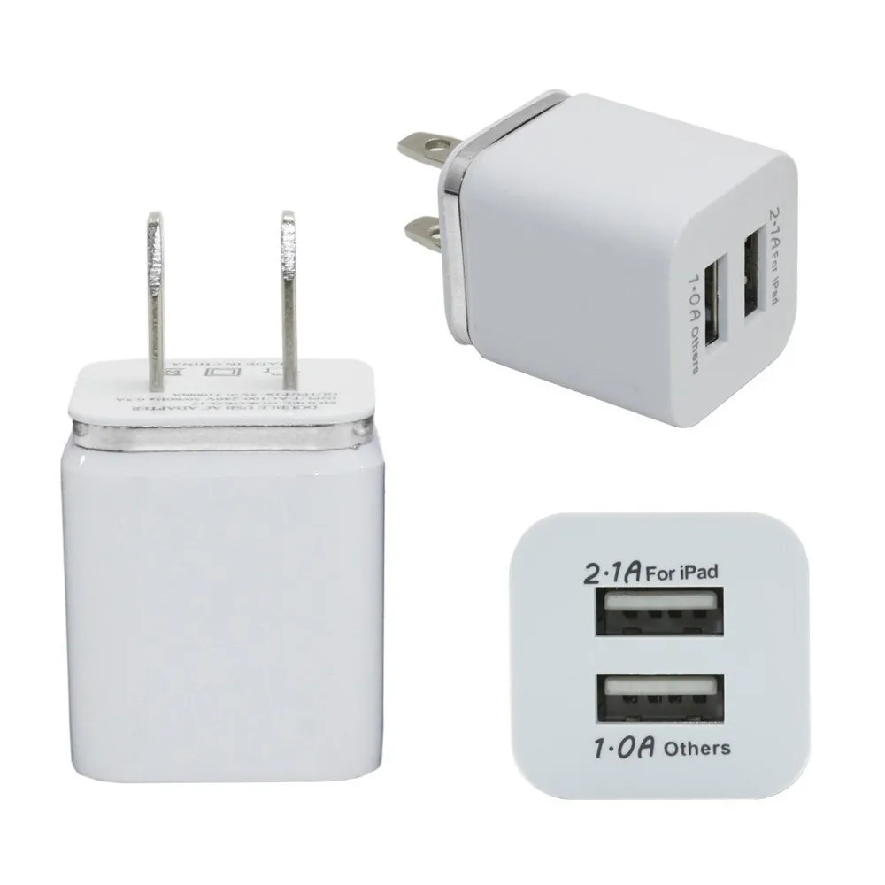 Iphone 6 / 6s Caricatore da muro doppio USB Completo 5V 2.1A 1A Adattatore da viaggio US Spina UE Adattatore di alimentazione CA 2 porte Caricatore da muro colorato DHL