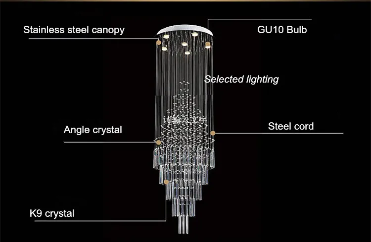 Moderne hanglamp regendruppel woonkamer trap kroonluchters licht AC110-240V kristallen plafondlampen