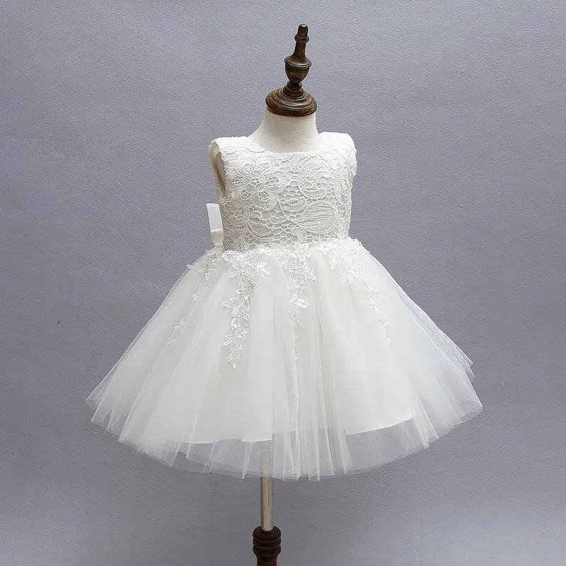 Vestidos de primera comunión blancos de alta calidad para niña, encaje de tul, vestido de niña de flores para desfile de niños pequeños para boda y cumpleaños