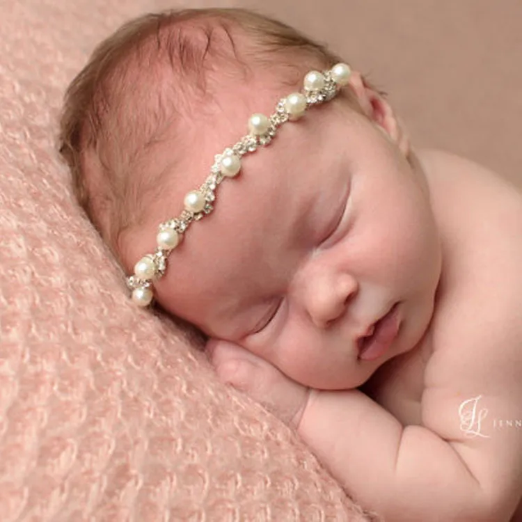 Baby Girl pérola acessórios para o cabelo Europa Estilo Moda frisada doces headbands elásticos para meninas Fotografia Criança Acessório 6799