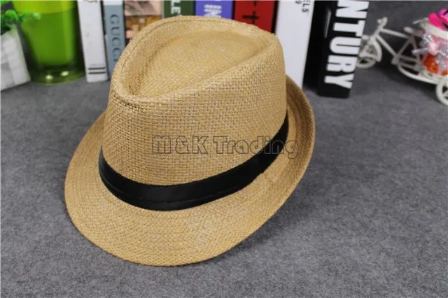 Vogue Homens e Mulheres Chapéus de Palha Panamá Tamanho Infantil Moda de Verão Fedora Chapéu de Aba Mesquinha Pais Bonés de Sol 8 Cores