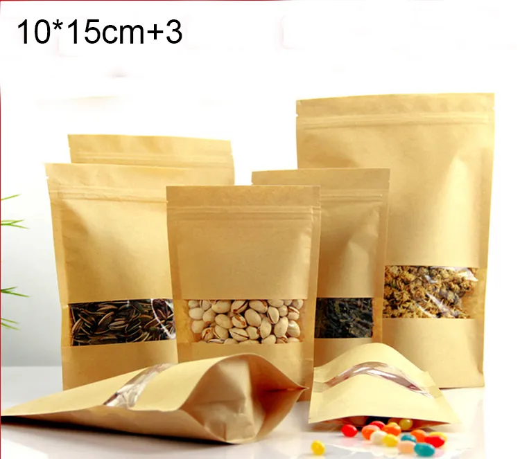 10*15cm+3 bag ، 100pcs/lot searing food bag bag for snack candy cookie paper kraft paper