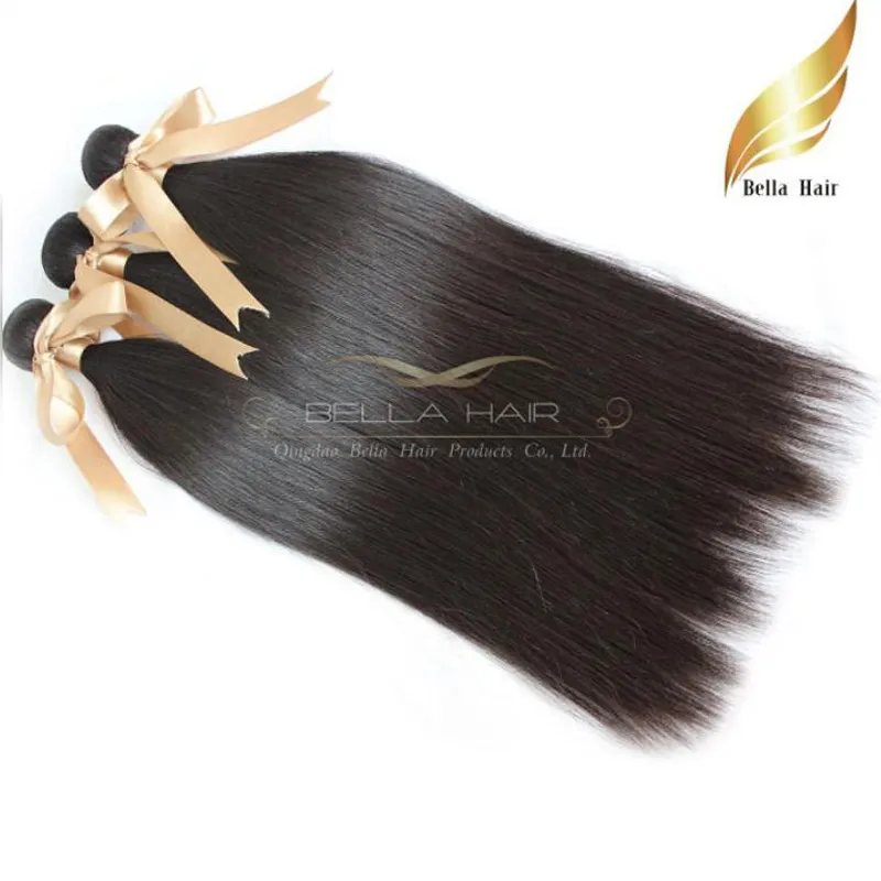 8A 10 "-34" 100% Mongolian haar weeft 4 stks / partij Menselijk Haar Straight Hair Extensions DHL Gratis Verzending Natuurlijke Kleur Bellaha