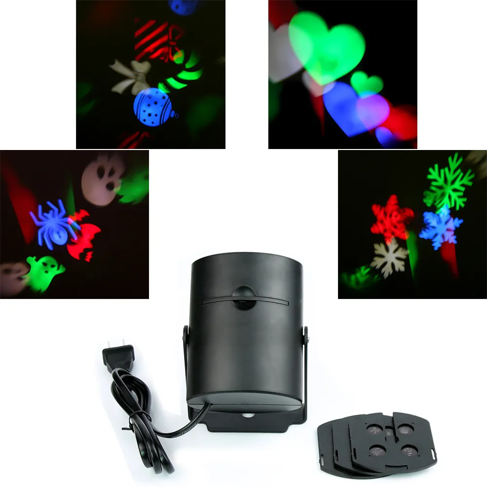 LED Muurdecoratie Laserlicht LED Patroonverlichting, RGB Color 4 Pattern Card Change Lamp Projector Douches Led Laser Light for Holiday