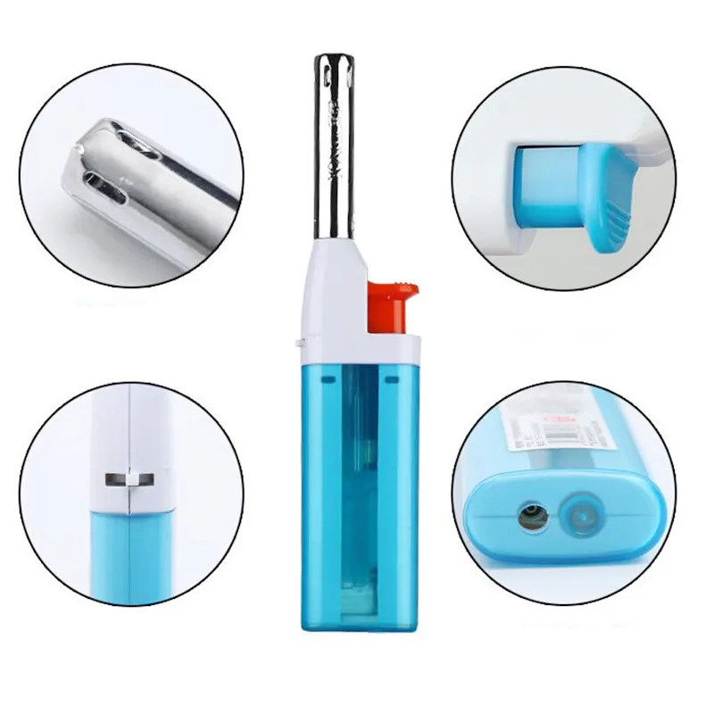 Hot Sale Mini Torch Gas Opblaasbare Sigarettenaansteker 5 Kleuren met Display Box bieden ook USB Winddicht Arc Lichter