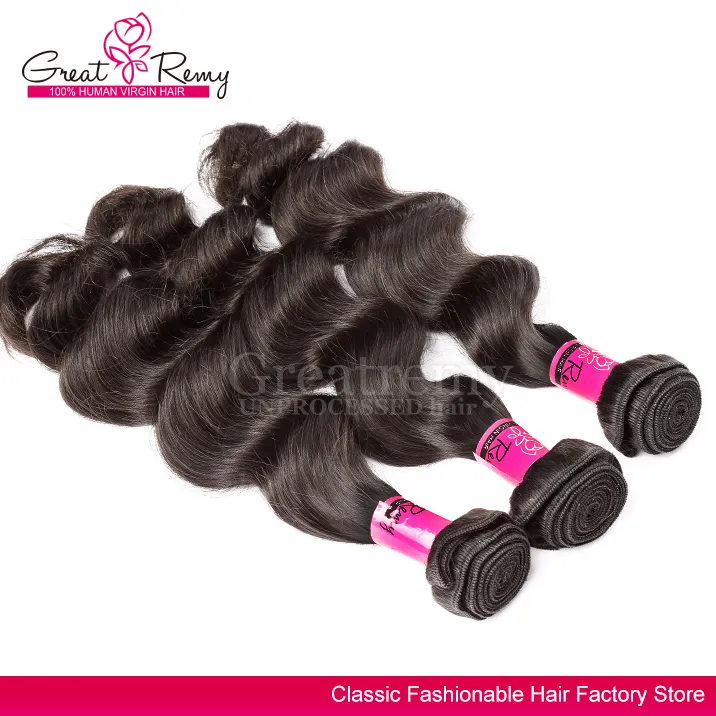 Greatremy® retail human hair extensions brazilian loose curl weave bundles loose deep cheap virgin hair brazilian hair weaves