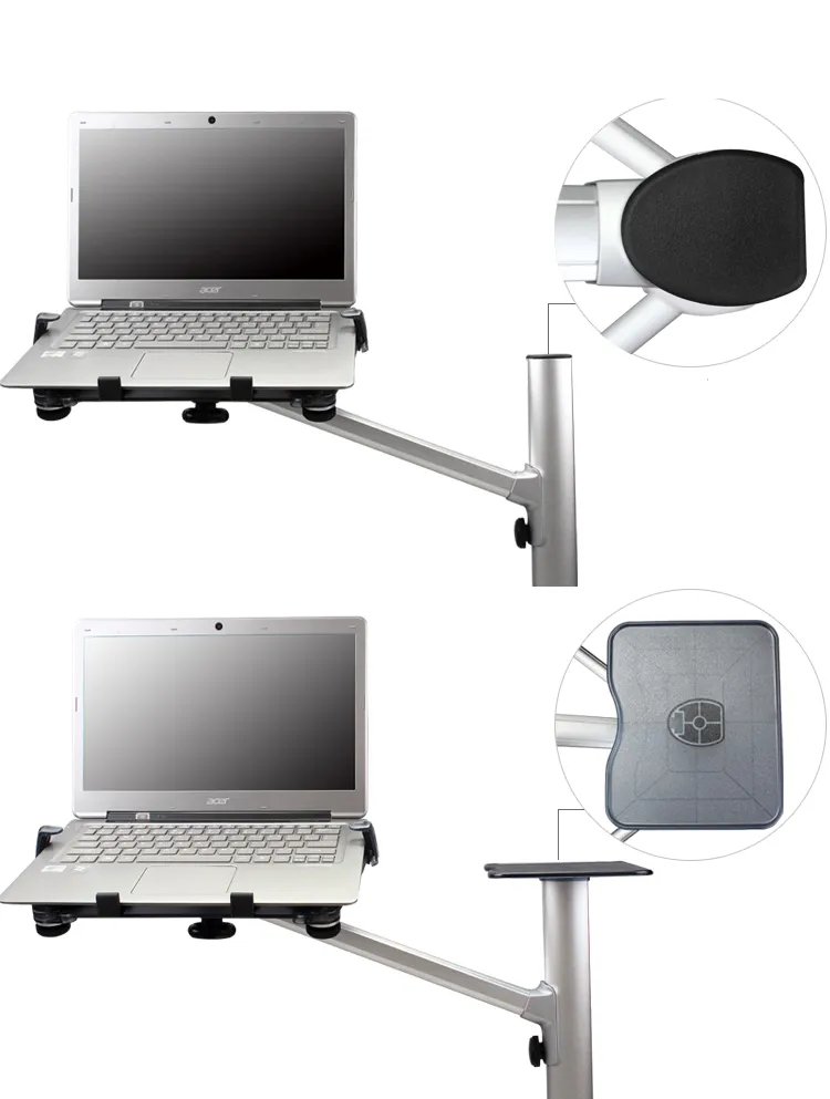 Rotation à 360 degrés UP-7 support de sol pour ordinateur portable réglable en hauteur avec plateau de souris en alliage d'aluminium ergonomie support de bureau pour ordinateur portable