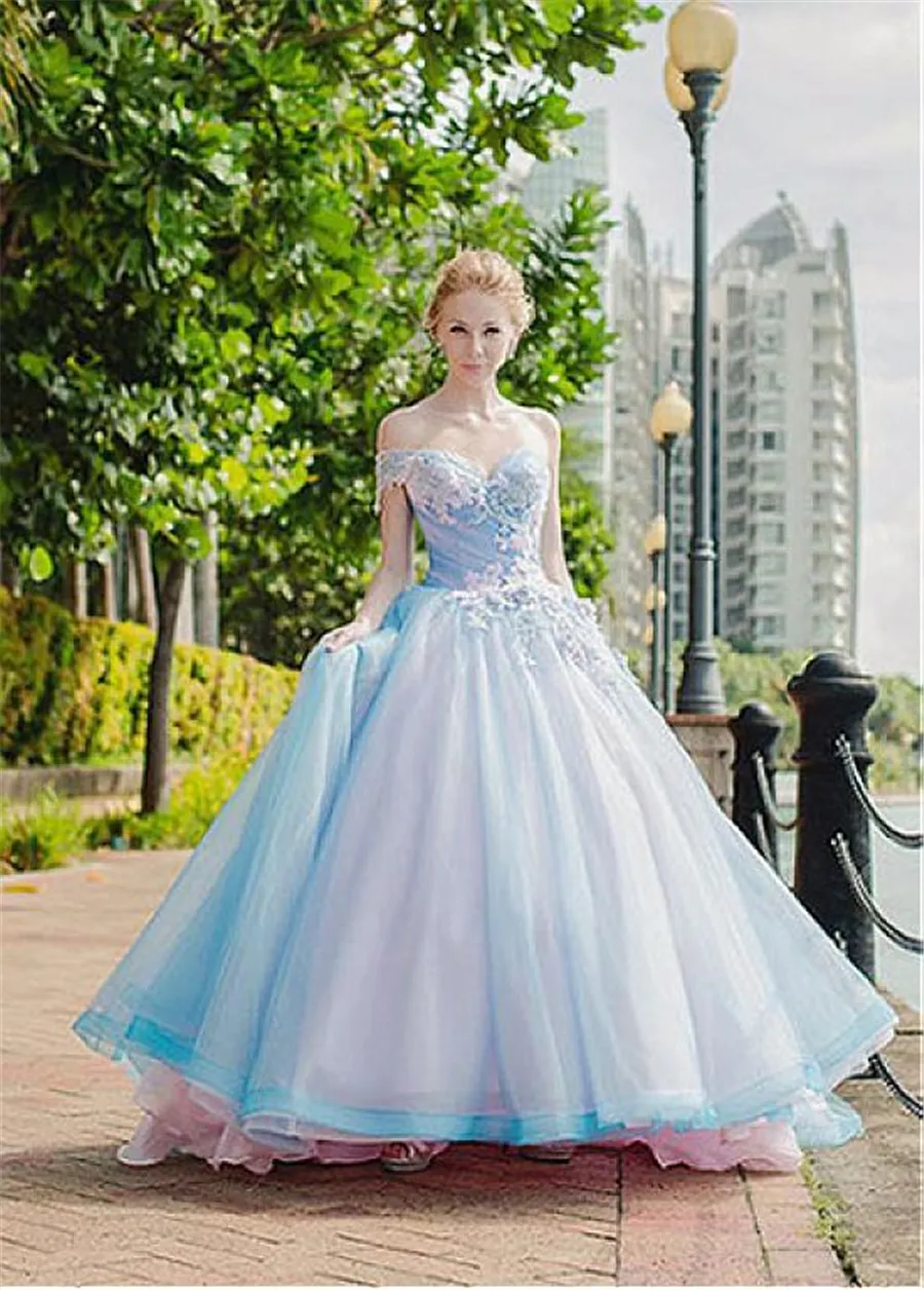 Gorgeous Tulle Sweetheart Neckline Ball Gown One Shoulder Prom Dresses With Lace Appliques Evening Dress vestidos de formatura longo