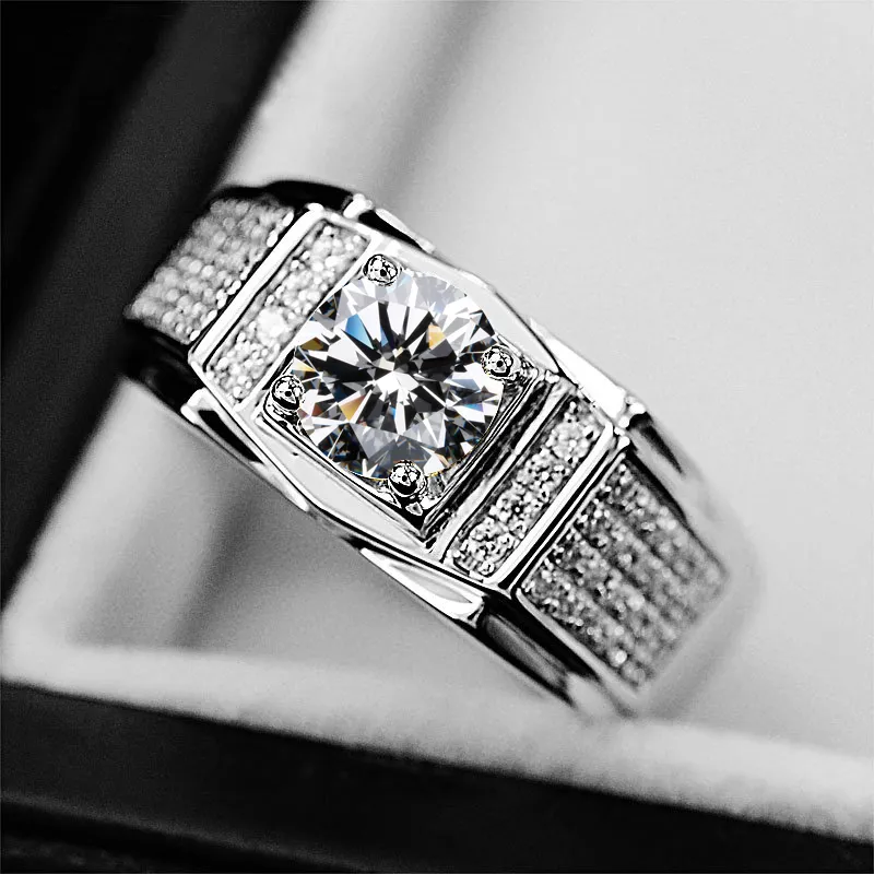 Size 8-13 Wholesale Brand New Fashion Men Jewelry 10kt White gold Filled Topaz Simulated Diamond Gemstone Wedding Band Rings for couple Gift