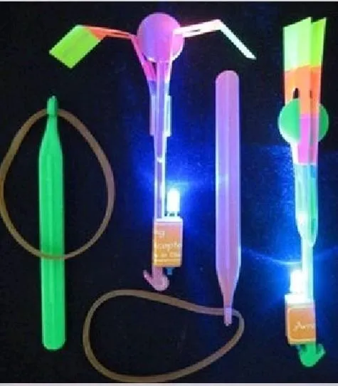 الأطفال LED LED Flying Toys Creative Creative Goalty Rubber Band Magic Slingshot Arrow Luminous Helicopter Toys Kids XMAS GIFTS HH-T26