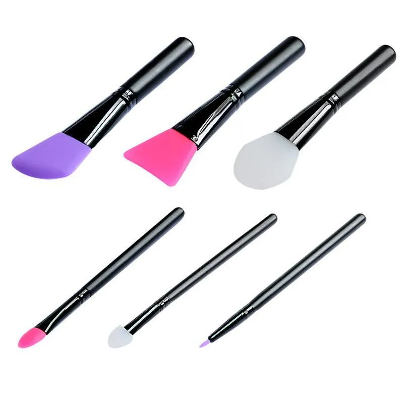 Silicone 6PCS Makeup Brushes Kit för ansiktsmask Vätska Foundation Eye Shadow Eyebrow Eyeliner BB Cream Makeup Brushes