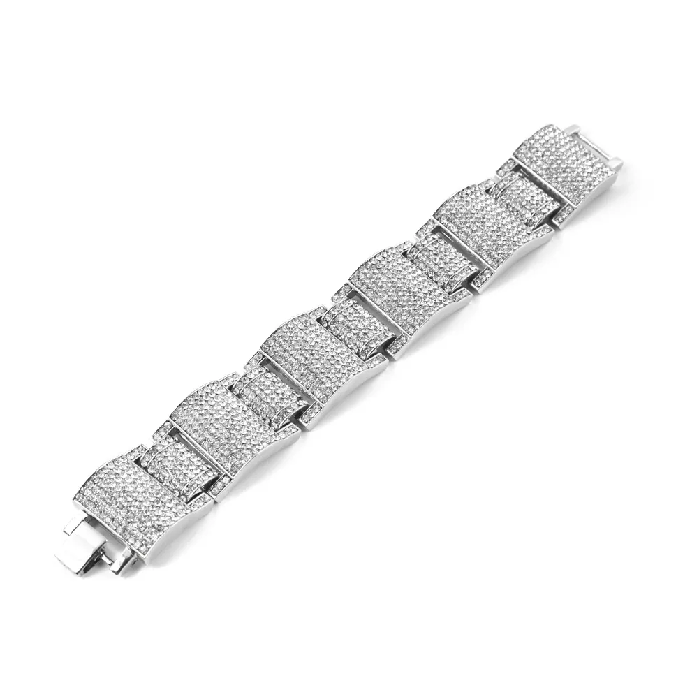 14k Gold Silve Iced Out Simulated Diamond Micro Pave Bling Bling Hip Hop Bracelet for men330a