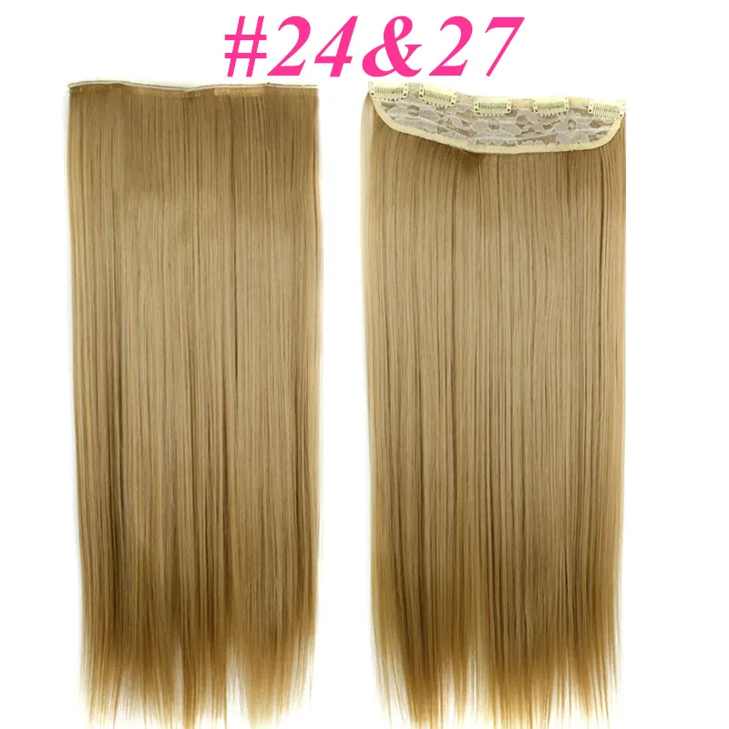 Clip dans l'extension de cheveux Queues de cheval synthétiques Morceaux de cheveux raides 5clips 60CM 120g clip sur les extensions de cheveux plus de couleurs6944701