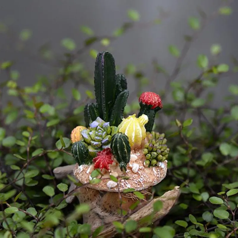 2st Mini Totoro Pot Decor Cactus Miniatyrer Fairy Garden Moss Terrarium Inredning harts hantverk Bonsai Micro Lands CHAFTH harts