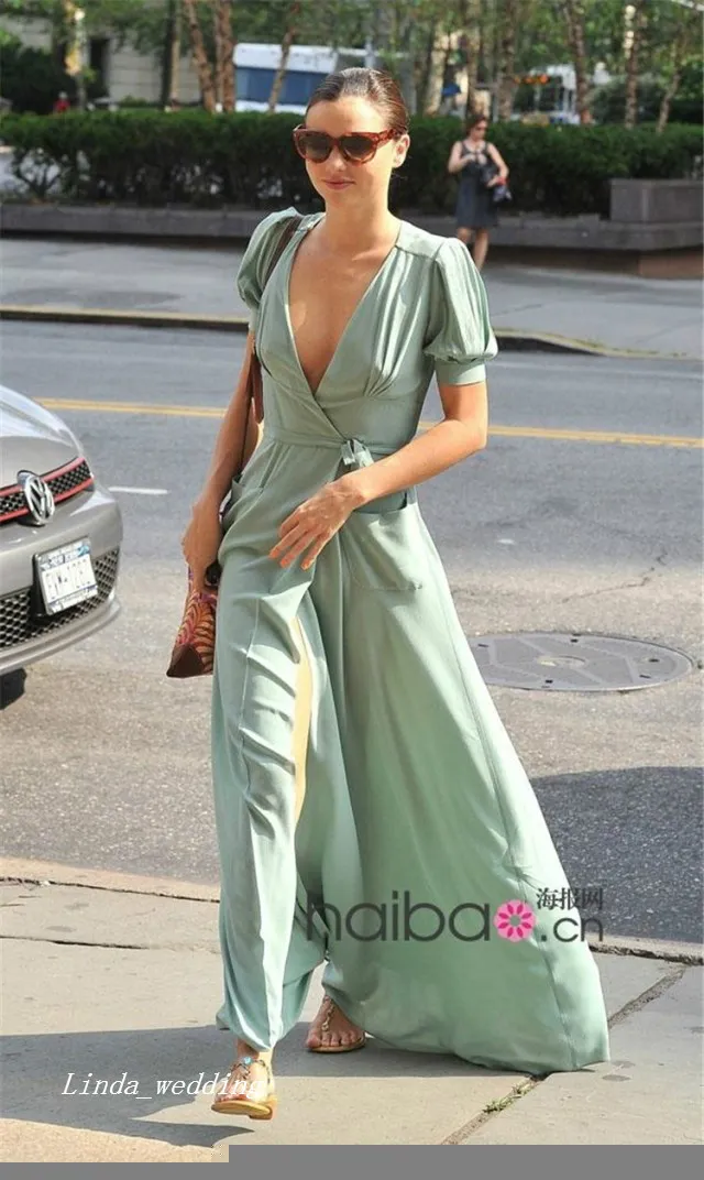 miranda kerr green dress Satin Green Prom Dress with Mermaid Ruffled Skirt – loveangeldress main image 1