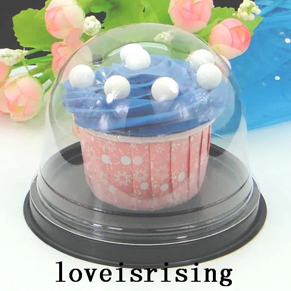 50 sztuk = Wyczyść Plastikowy Cupcake Cake Dome Pudełka Pudełka Container Wedding Party Decor Pudełka Ciasto Pudełko Pudełko Pudełka Dostawy