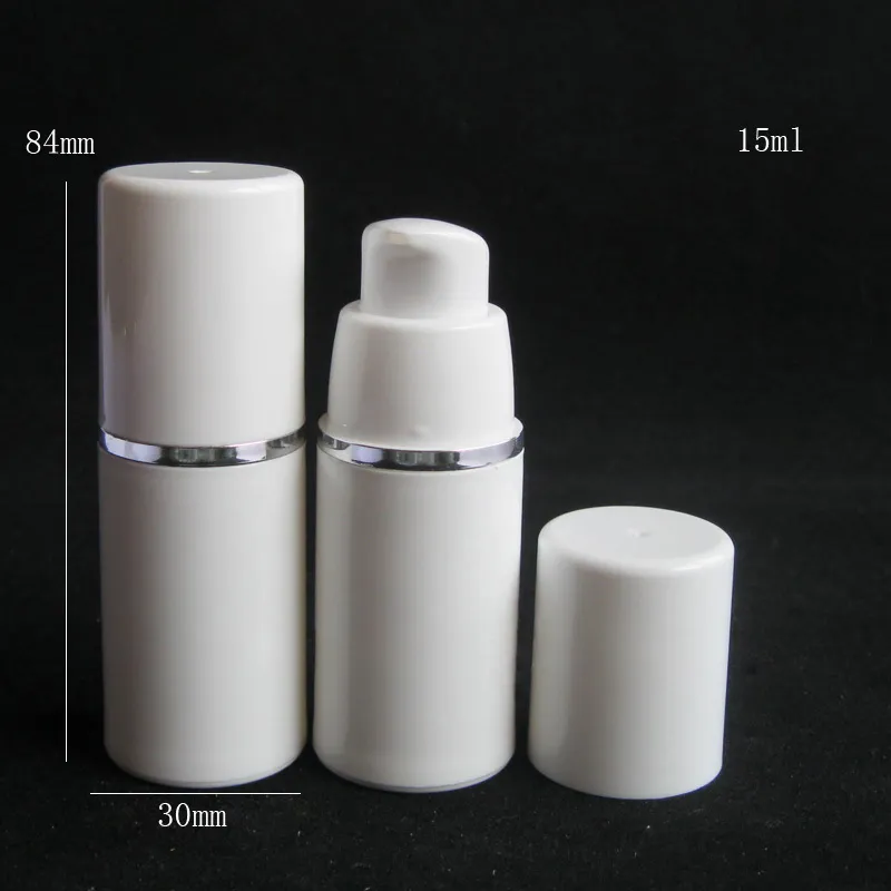 15 ml 30 ml 50 ml hoge kwaliteit witte airless pomp fles -travel hervulbare cosmetische huidverzorging crème dispenser, pp lotion verpakking container