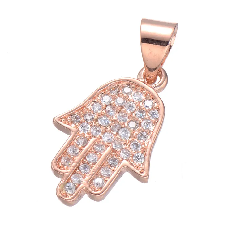 Hamsa hand av fatima hänge kvinnor/män lyckliga smycken gåva trendiga halsband hängen silver rosguld pläterad strass palmkedja charm för dam