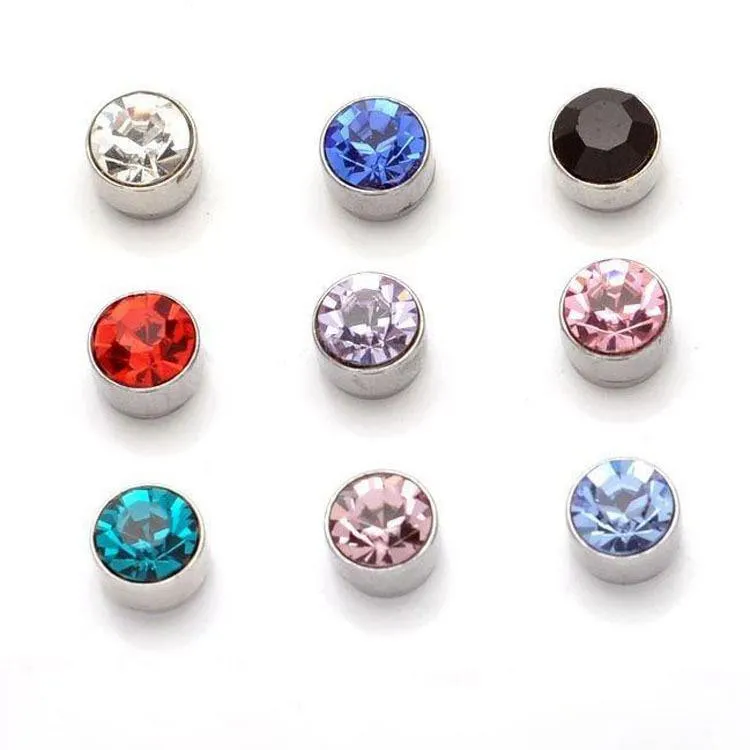 Earrings for Women Wholesale Fashion Multicolor Round Rhinestone Crystal Plastic Hypoallergenic Stud Earring Women Girl Jewelry Stud Earring