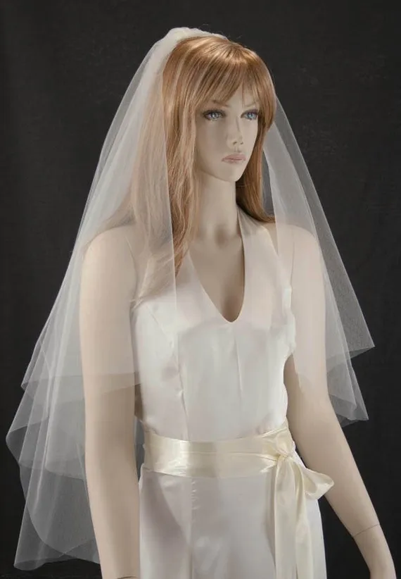 New Top Fashion Real Image Cut Edge With Comb 2T Lvory White Wedding Veil Fingertip Bridal Ve