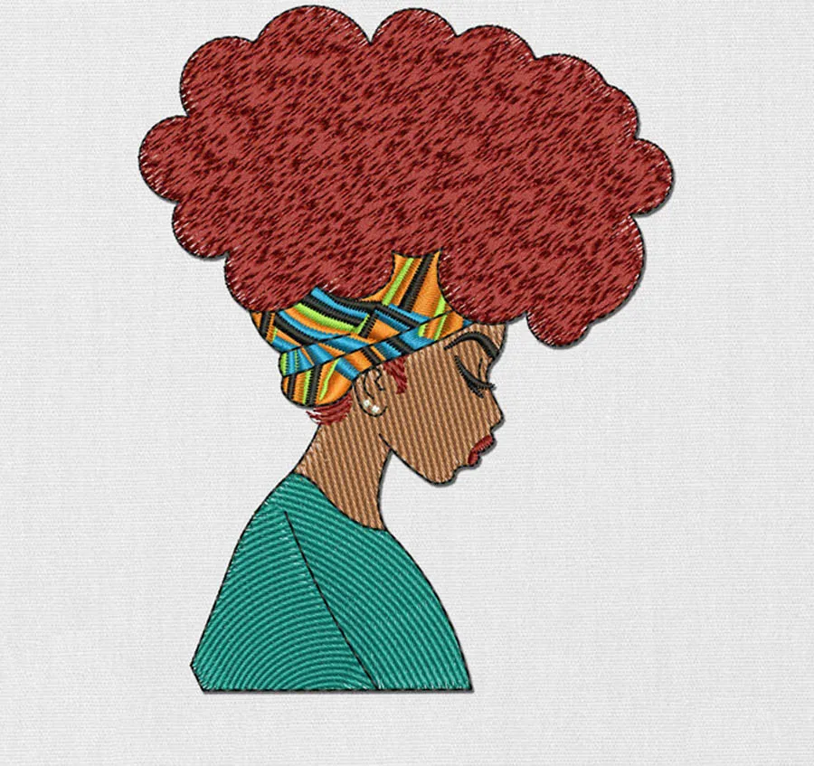 African Girl Boho Afro Hairstyle Style Embroidery patch 3.8*3 Inch for Clothing Jeans Bag Decoration Iron on Patch Free Shipping