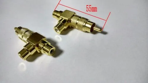 Adaptateur RCA en cuivre, connecteurs 1 mâle à 2 femelles plaqués or, 10 pièces
