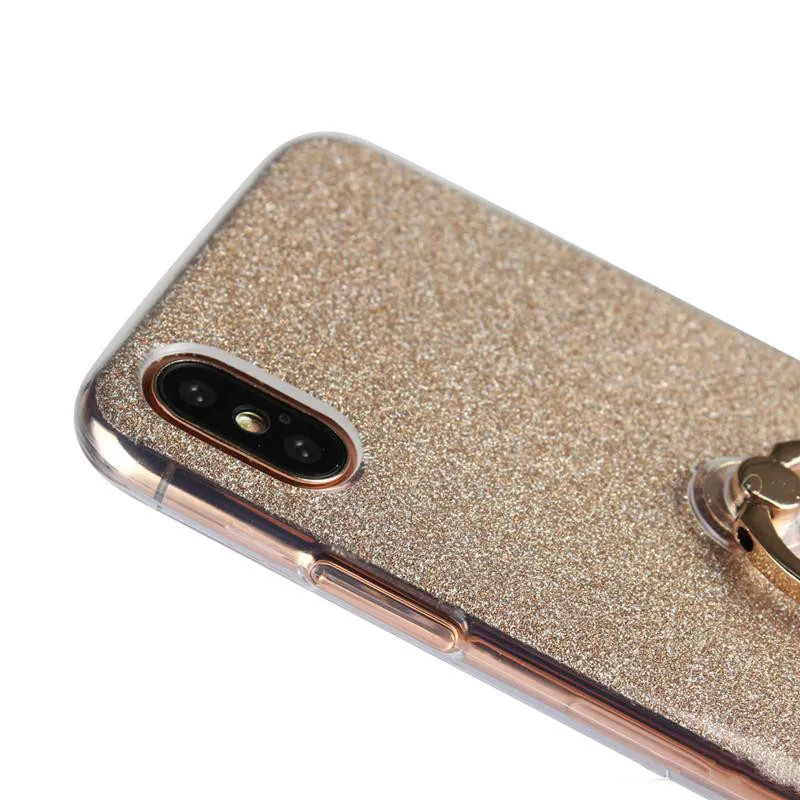 Glitter Bling Fall für Iphone X 8 7 6plus Fall Abdeckung mit Ring Halter weiche TPU Abdeckung für Samsung S8 S7 S6 Rand Telefon zurück Fall