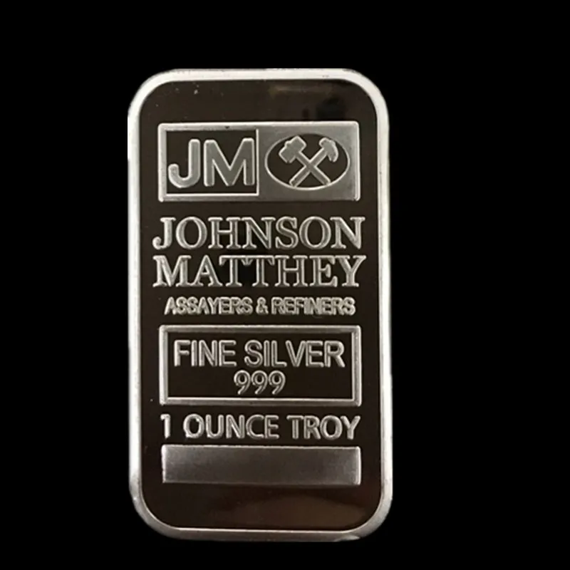 Non Magnetic American Johnson Matthey Badge JM One Ounce 24K Real Gold Silver Metated Metal Soubonir Coin with Diiferent Ser7522750