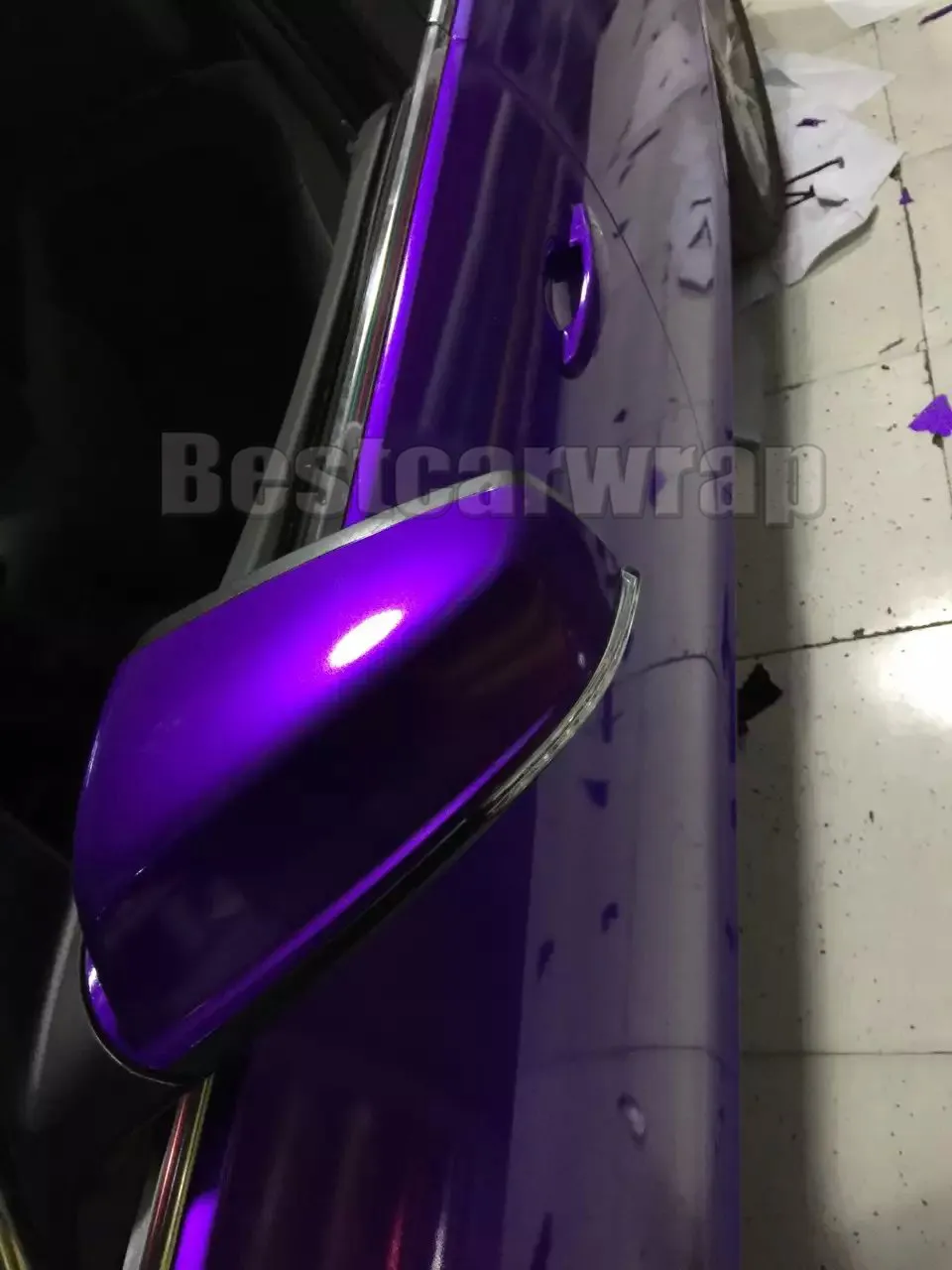 Полуночная фиолетовая глянцевая металлическая виниловая обертка автомобильная обертка с воздушным пузырьком без глянцевой металлической фиолетовой конфеты Размер пленки: 1,52*20 м/рулон