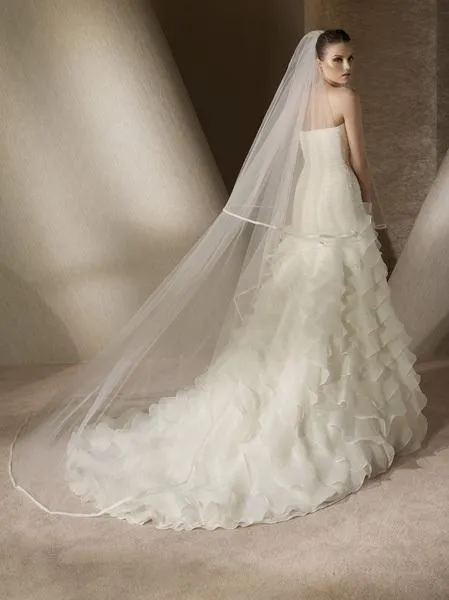 New Vintage Due strati Bordo a nastro con pettine Lvory Bianco Bianco Veil Veil Cattedrale Veils Bridal Veils 3m Lunghezza