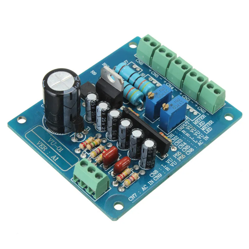 Freeshipping AC 12V Stereo VU Meter Driver Board Amplifier DB Audio Level Input Backlit