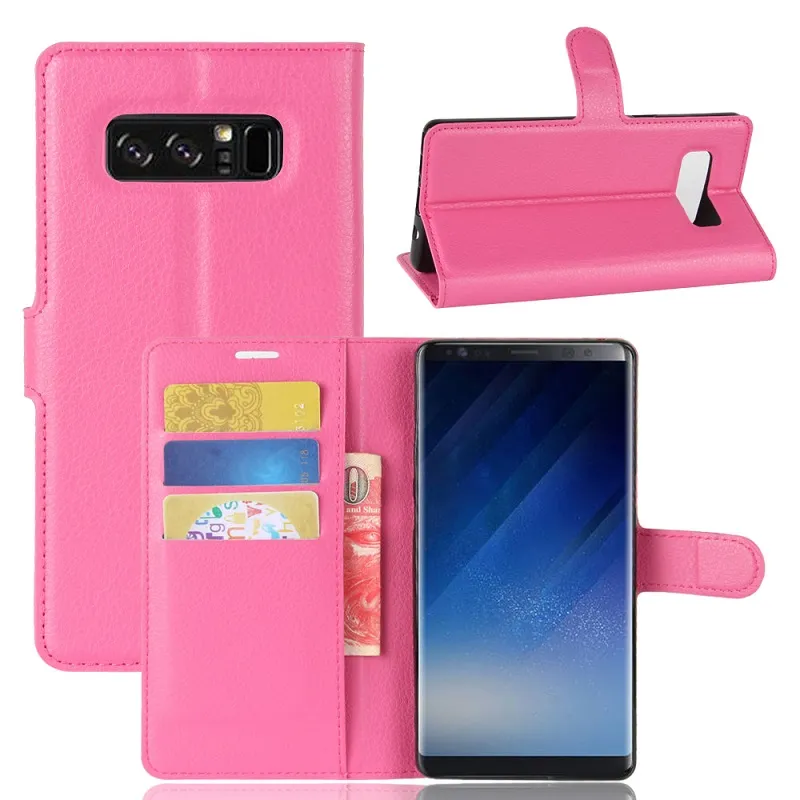 Flip Wallet Case för Samsung Galaxy Note8 TPU Läder Bookcover för Galaxy Note8 Heavy Duty Case med kickstand