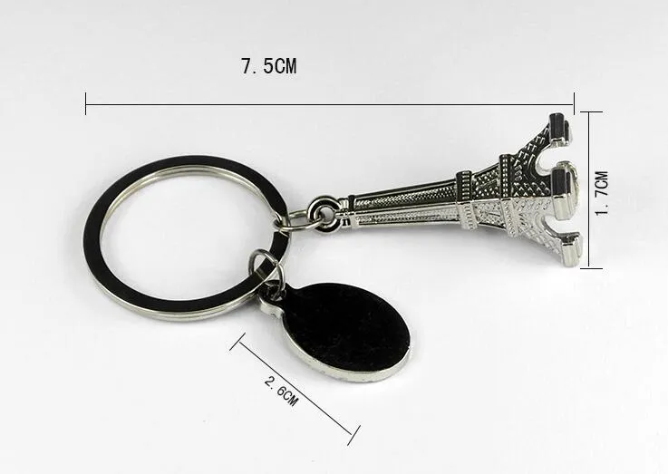 Symulacja metalowa 3D Eiffel Tower Blak francuska pamiątka Paris Paris Blak Bieglica Kluczowa klawisz Kluczowy Klucz Keyring