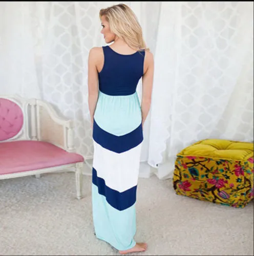 2016 NIEUWE AANKOMST GIRL039S JURK MOEDER DOCHTER FAMILY JURK Vrouwen Casual jurken Girls Stripe Stiking Party Maxi Long VestID8041862