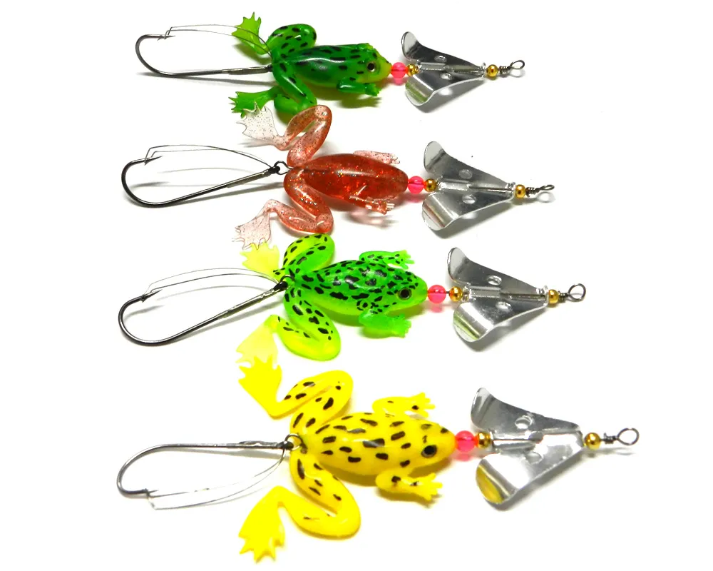 Hengjia Soft Rubber Frog Lure Set 11.5cm/6.2g Spinner Spoon Micro