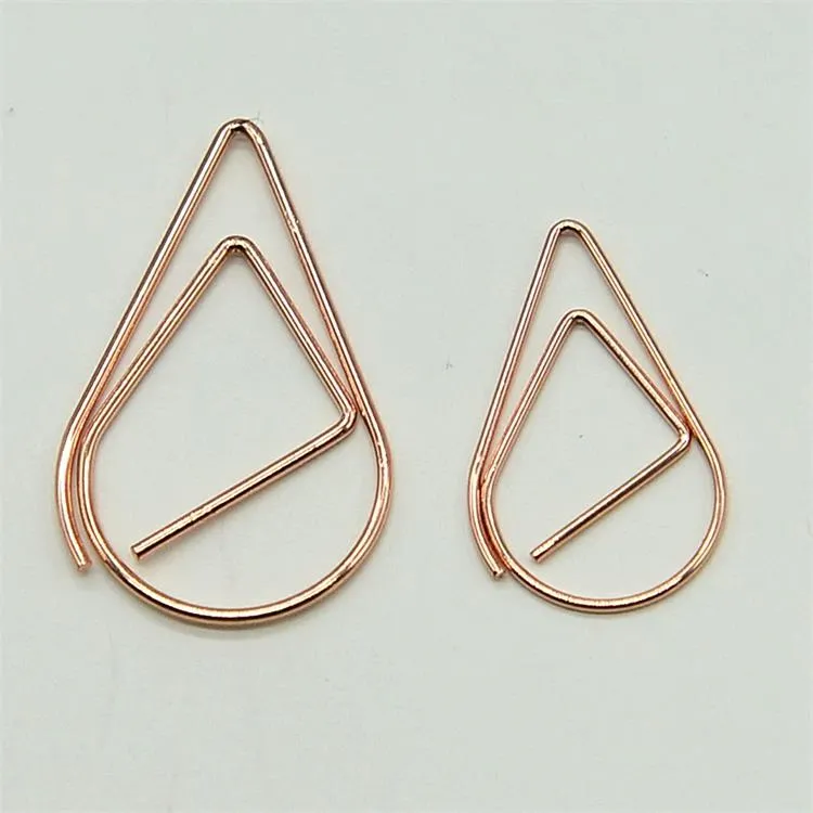 Gold Teardrop Binder Clips Chapado Spring Steel Metal Papel de modelado Marcador Memo Clips Filling Supplies Wholesale