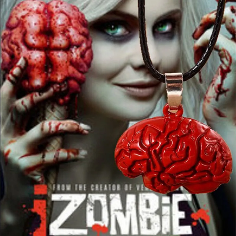 Izombie halsband Olivia 'Liv' Moore Röda Brains halsband med läderkedja presentförpackning