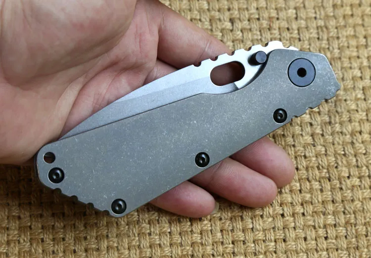 St SMF-mapp Titanhandtag D2 Blade Kopparbrickor Fällande kniv Utomhus Campingutrustning Jakt Taktiska knivar EDC Självförsvar Verktyg