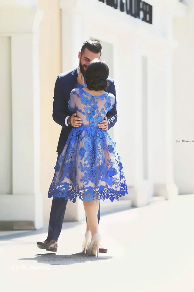 2019 الأزرق الملكي كوكتيل فستان جودة عالية طويلة الأكمام حفلة موسيقية اللباس فساتين العودة للوطن فساتين الحدث الرسمي ثوب زائد الحجم vestidos دي كوكتيل