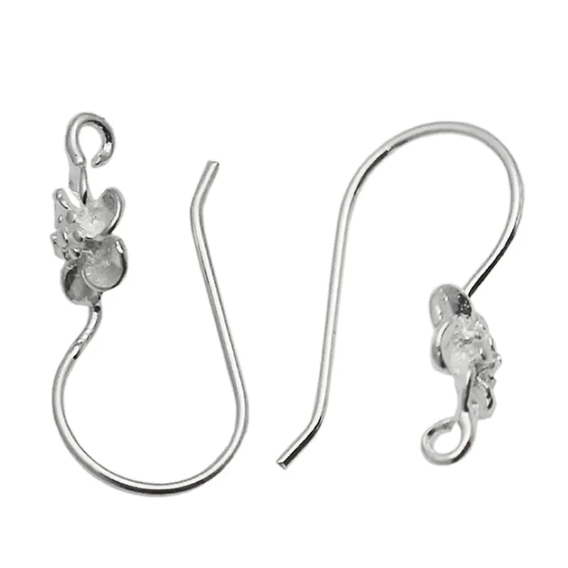 925 Silver Ear Studs Flower Earwires French Hook Earring Wires