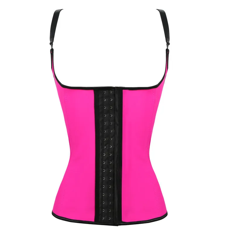 100% Latex Taille Cincher Corset met Verstelbare Bandjes Zwart Underbust Korsetten Gordel Body Shapewear Sterke Compressie Taille Trainer Vest