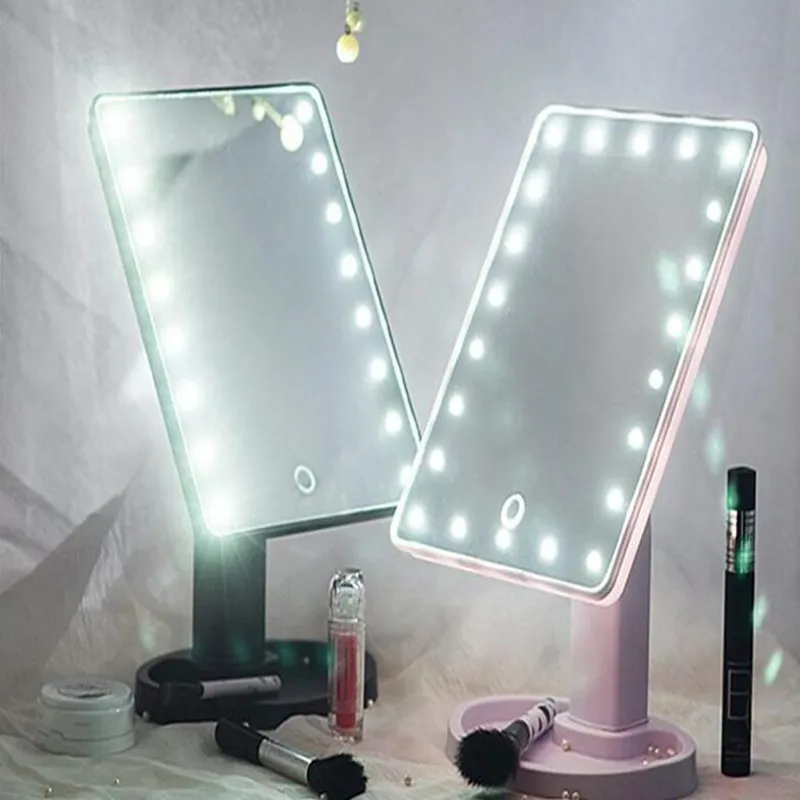 Touch screen con rotazione a 360 gradi Make Up Specchio a LED Tasca compatta portatile pieghevole cosmetica con specchio il trucco con luci a LED 22/16