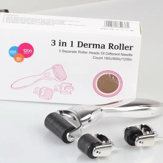 3 in 1 Derma-Roller-Nadeln, rostfrei, Mikronadel-Therapie, Derma-Roller-Therapie, Mikro-Nadelroller 1 mm