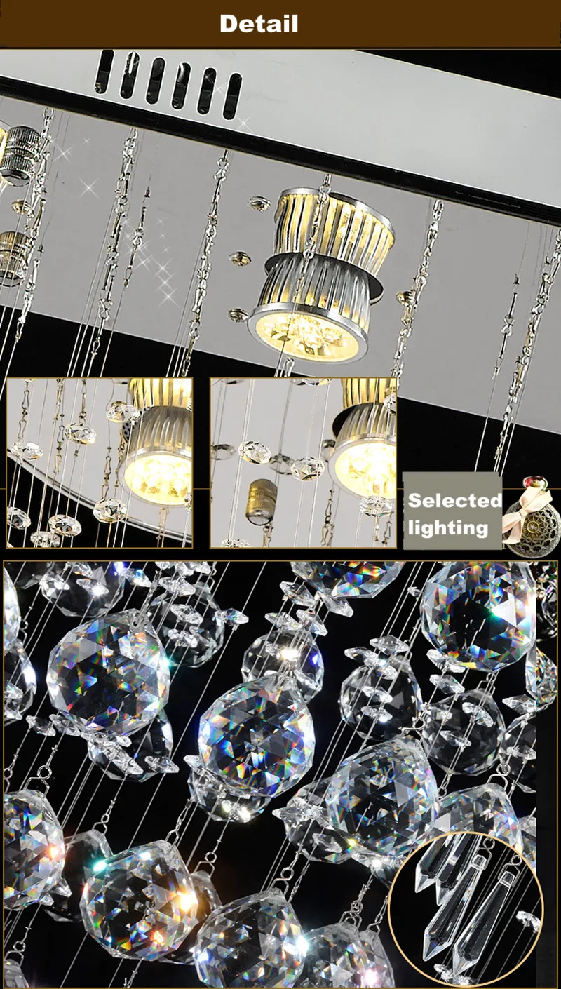 Contemporary Modern Crystal Rain Drop Chandelier Lighting Flush Mount Led Ceiling Bathroom Fixtures Pendant Lamp for Living Dining L.23.5"