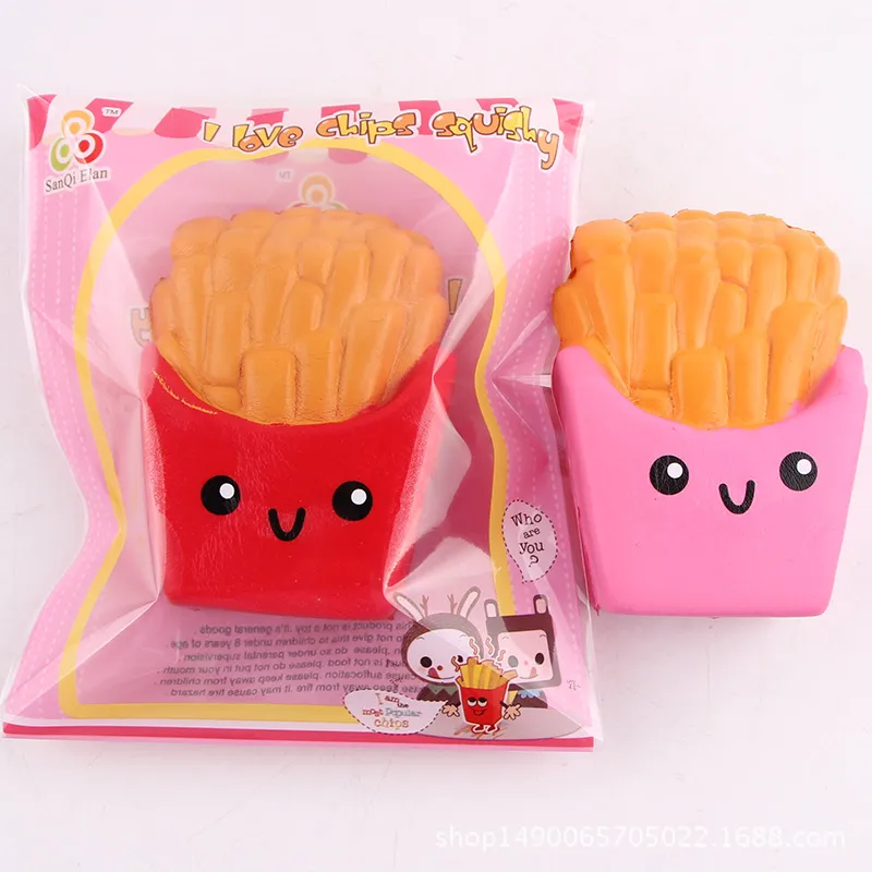 New Arrival Jumbo 12CM kawaii cute french fries Soft Scented Bread Cake squishy Slow Rising rebound decompression toys With Colorful Opp Bag