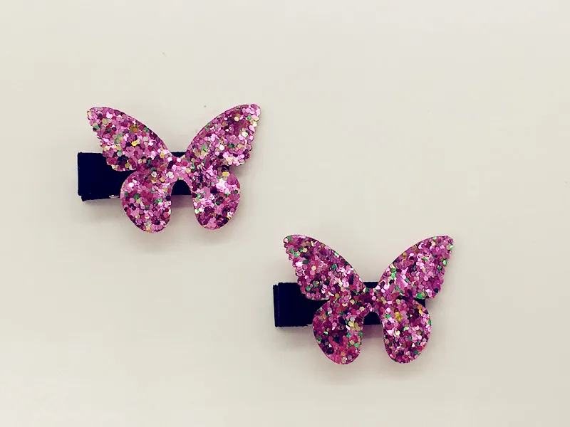 Venta al por mayor Boutique 30 Uds moda lindo brillo mariposa horquillas sólido Mini mariposa pinzas para el cabello princesa Headware accesorios para el cabello