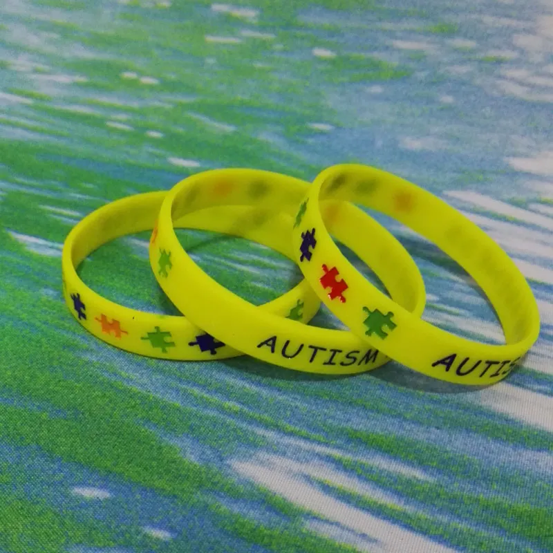 100 Uds. Pulseras de silicona de goma con autismo grabadas y rellenas de tinta para regalos promocionales SS001325h