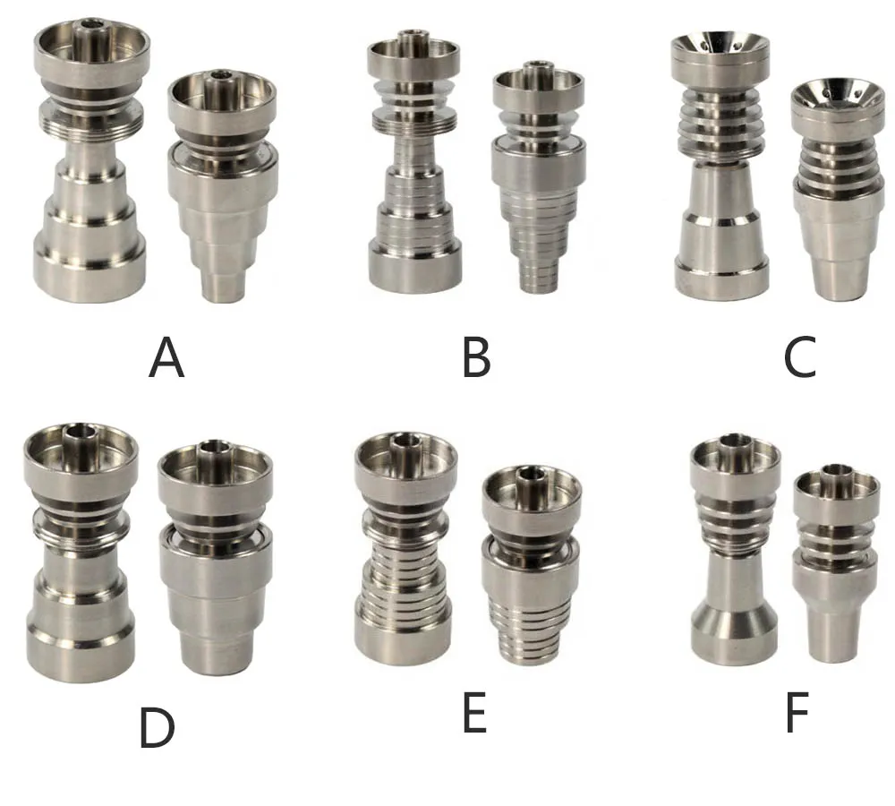 Universal domeless titanium nail 10mm 14mm 19mm male and female 2 in 1 4 in 1 6 in 1 spiral titamium nails DHL