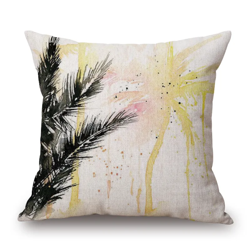 Blå bläckfärg palmkudde täcka tropiska dekorativa kuddar fall soffa soffa stol hem dekor lövväxt cojines